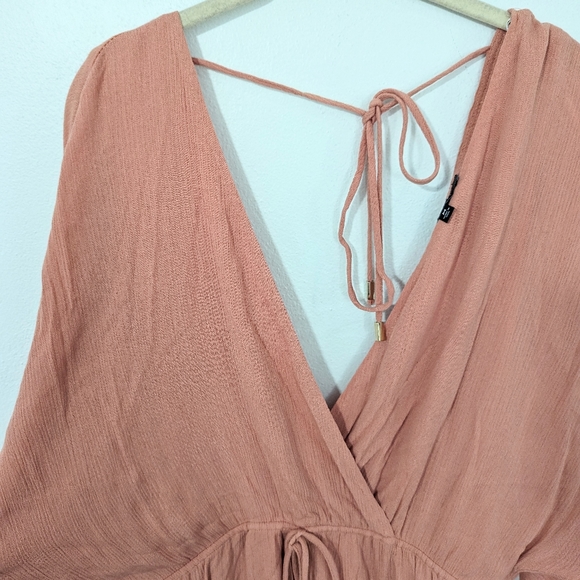 Lulus NWT City Walk Mini Dress Surplice Open Tie Back Drawstring Orange Medium M - Picture 8 of 10